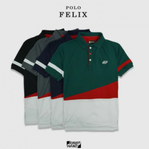 Kaos Polo Pria Felix Baju Berkerah Shirt Dewasa Lengan Pendek Warna Abu Kombinasi Promo